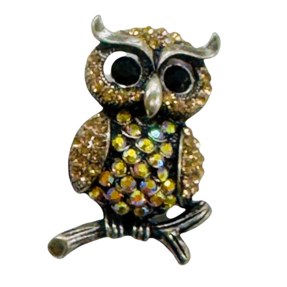 UNBRANDED Brown CRYSTAL RHINESTONE Owl
Pin Brooch